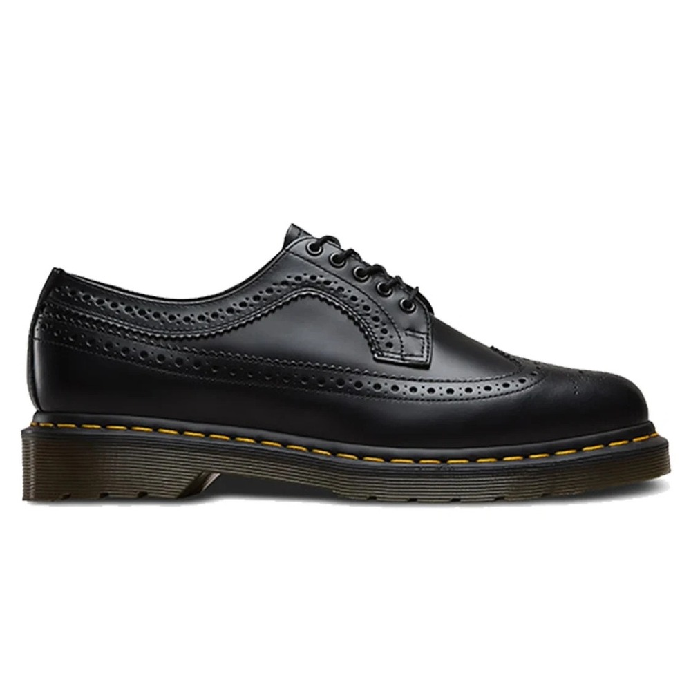 Womens Sz 7- Dr. Martens 3989 Leather Shoes Black Yellow Stitch Made in England